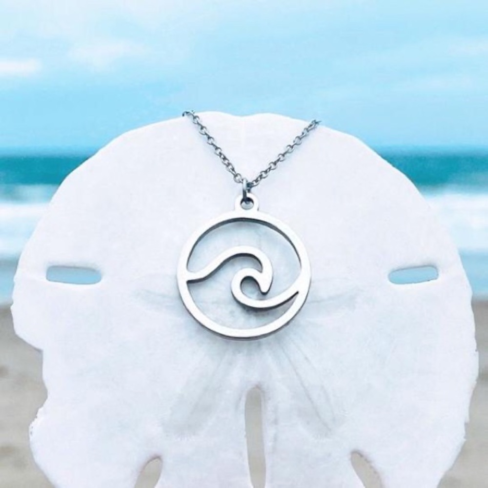 Stainless steel silver wave necklace NEW
